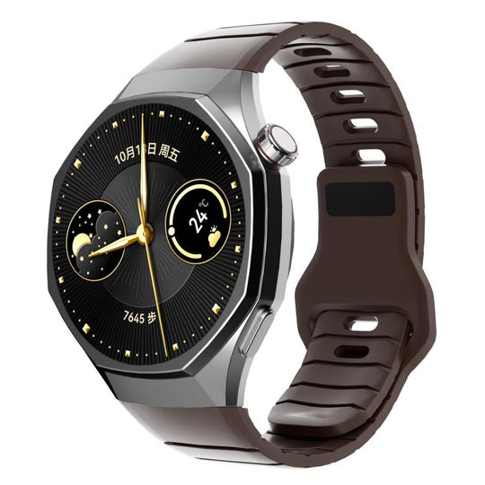 For Huawei Watch GT 6 Pro Dedicated Connector Armor-Style Reverse Buckle Silicone Watch Band(Brown)