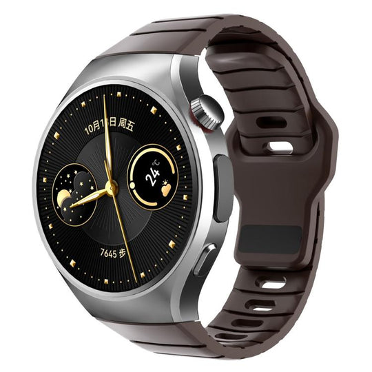 For Huawei Watch 5 46mm Dedicated Connector Armor-Style Reverse Buckle Silicone Watch Band(Brown)