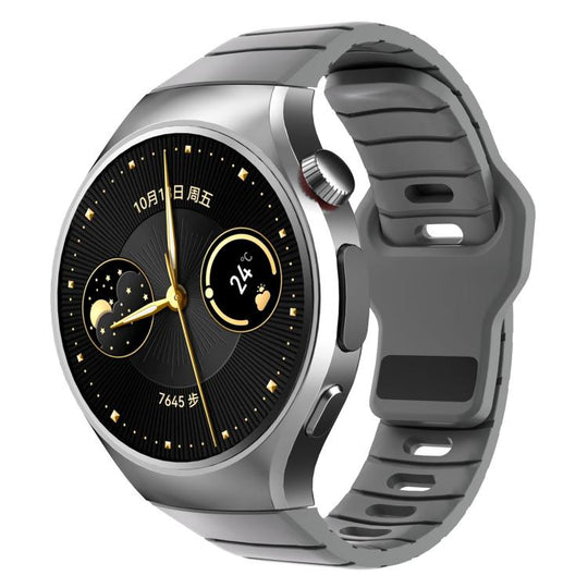 For Huawei Watch 5 46mm Dedicated Connector Armor-Style Reverse Buckle Silicone Watch Band(Gray)