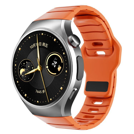 For Huawei Watch 5 42mm Dedicated Connector Armor-Style Reverse Buckle Silicone Watch Band(Orange)