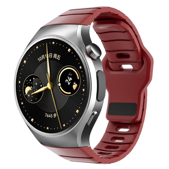 For Huawei Watch 5 42mm Dedicated Connector Armor-Style Reverse Buckle Silicone Watch Band(Red)