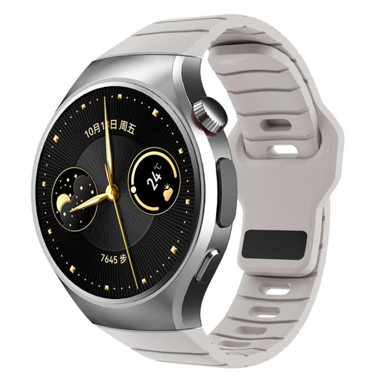 For Huawei Watch 5 42mm Dedicated Connector Armor-Style Reverse Buckle Silicone Watch Band(Starlight)