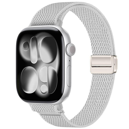 For Apple Watch 42mm / 41mm / 40mm / 38mm Slim Magnetic Buckle Elastic Nylon Watch Band(Light Gray)