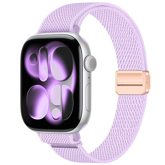 For Apple Watch 42mm / 41mm / 40mm / 38mm Slim Magnetic Buckle Elastic Nylon Watch Band(Lavender Purple)