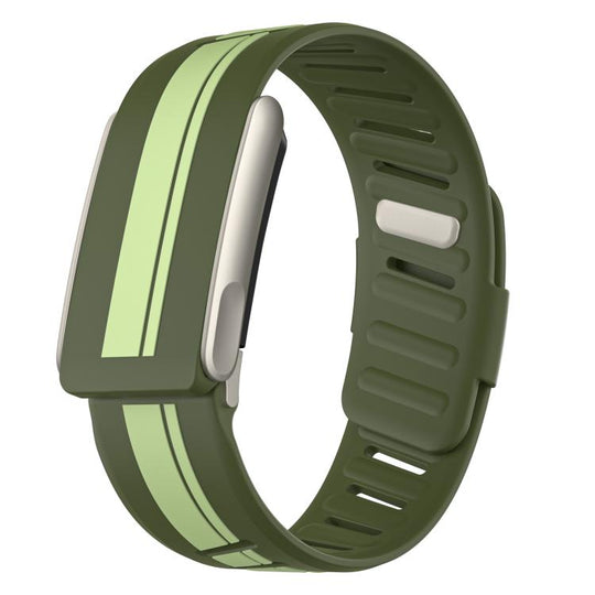 For WHOOP 5.0  Titanium Bezel Resin Coating Two Color Silicone Watch Band(Dark Light Green)