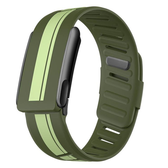 For WHOOP 5.0  Black Bezel Resin Coating Two Color Silicone Watch Band(Dark Light Green)