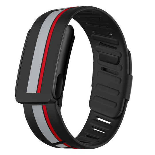 For WHOOP 5.0  Black Bezel Resin Coating Two Color Silicone Watch Band(Black Light Gray Red)