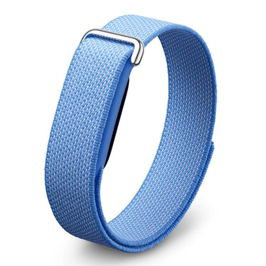 For Google Fitbit Air Metal Connector Nylon Loop Hook and Loop Fastener Watch Band(Light Blue)