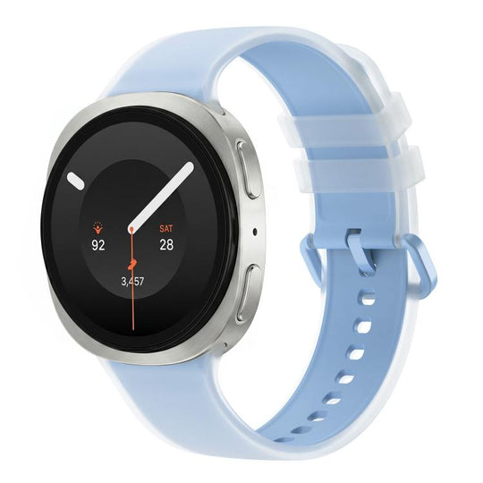 For Galaxy Watch 9 / 8 / 8 Classic Translucent Jelly Colorful Clasp Silicone Watch Band, Size:S(Blue)