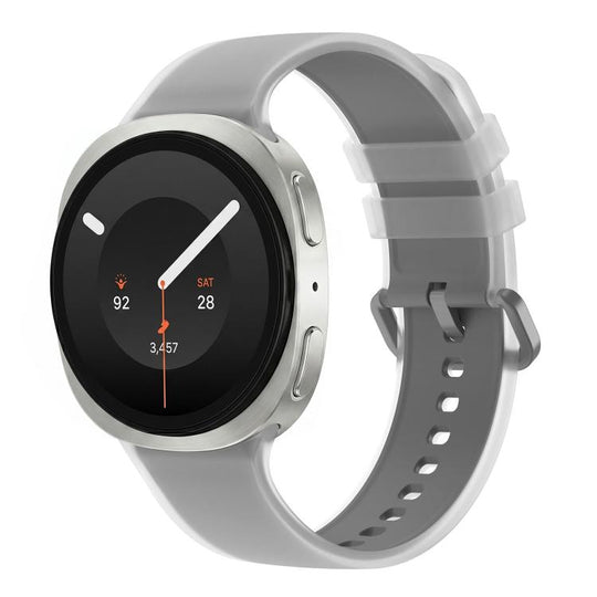 For Galaxy Watch 9 / 8 / 8 Classic Translucent Jelly Colorful Clasp Silicone Watch Band, Size:L(Gray)