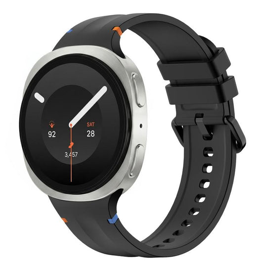 For Galaxy Watch 9 / 8 / 8 Classic Stitched Color Clasp Solid Color Silicone Watch Band(Black)