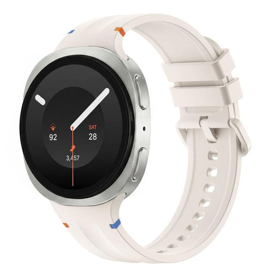 For Galaxy Watch 9 / 8 / 8 Classic Stitched Color Clasp Solid Color Silicone Watch Band(Starlight)