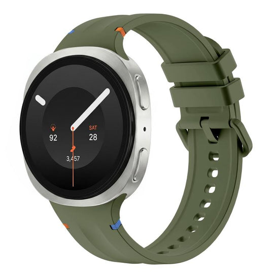 For Galaxy Watch 9 / 8 / 8 Classic Stitched Color Clasp Solid Color Silicone Watch Band(Army Green)