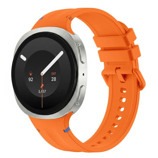 For Galaxy Watch 9 / 8 / 8 Classic Stitched Color Clasp Solid Color Silicone Watch Band(Orange)