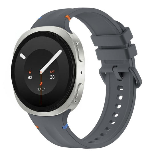 For Galaxy Watch 9 / 8 / 8 Classic Stitched Color Clasp Solid Color Silicone Watch Band(Space Gray)