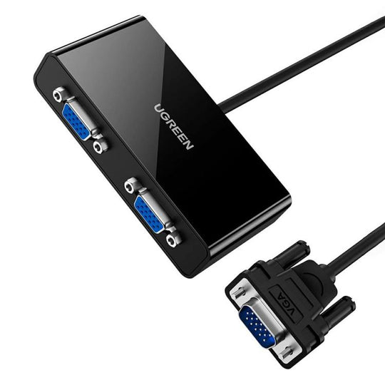 UGREEN 40254 1 to 2 VGA Splitter Micro USB Powered Dual Monitor Adapter