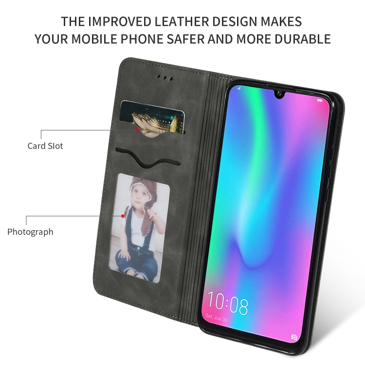 Retro Skin Feel Business Magnetic Horizontal Flip Leather Case for Huawei Honor 10 Lite / Honor 20 Lite / Honor 10i / Honor 20i(Dark Gray) - Honor Cases by buy2fix | Online Shopping UK | buy2fix