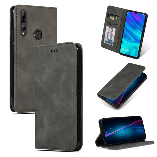 Retro Skin Feel Business Magnetic Horizontal Flip Leather Case for Huawei P Smart 2019 & P Smart Plus 2019 (Dark Gray)