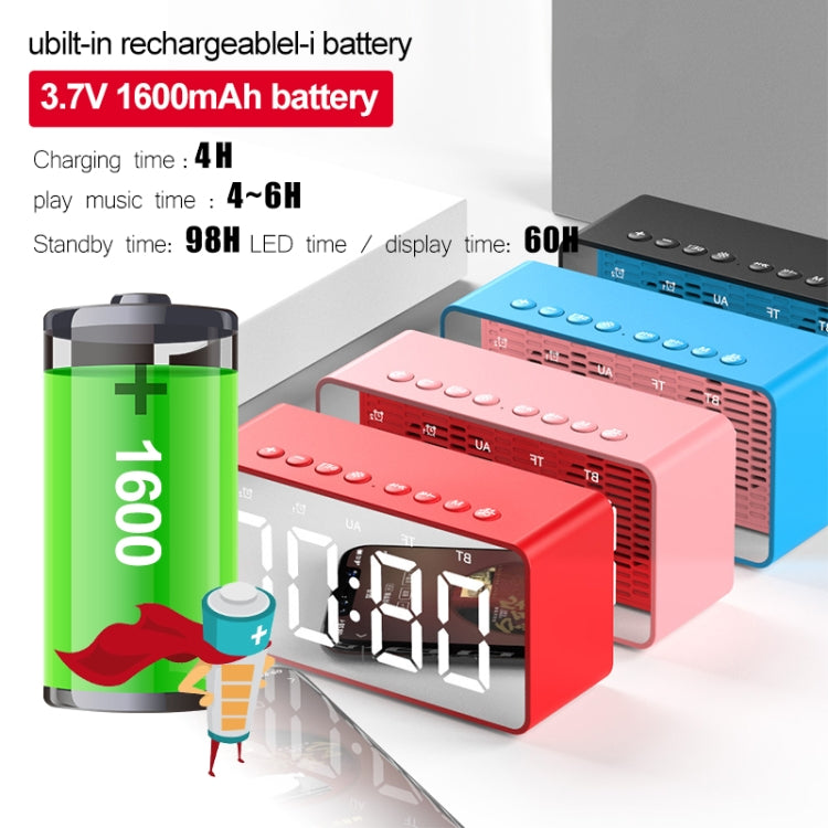 AEC BT506 Speaker with Mirror, LED Clock Display, Dual Alarm Clock, Snooze, HD Hands-free Calling, HiFi Stereo(Black) - Desktop Speaker by AEC | Online Shopping UK | buy2fix