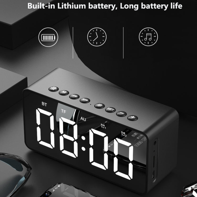 AEC BT506 Speaker with Mirror, LED Clock Display, Dual Alarm Clock, Snooze, HD Hands-free Calling, HiFi Stereo(Black) - Desktop Speaker by AEC | Online Shopping UK | buy2fix