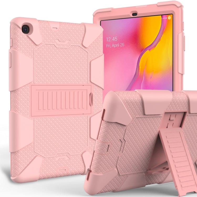 Shockproof Two-Color Silicone Protection Case with Holder for Galaxy Tab A 10.1 (2019) / T510(Rose Gold) - Tab A 10.1 (2019) T510 / T515 by buy2fix | Online Shopping UK | buy2fix