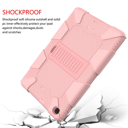 Shockproof Two-Color Silicone Protection Case with Holder for Galaxy Tab A 10.1 (2019) / T510(Rose Gold) - Tab A 10.1 (2019) T510 / T515 by buy2fix | Online Shopping UK | buy2fix