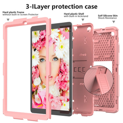 Shockproof Two-Color Silicone Protection Case with Holder for Galaxy Tab A 10.1 (2019) / T510(Rose Gold) - Tab A 10.1 (2019) T510 / T515 by buy2fix | Online Shopping UK | buy2fix