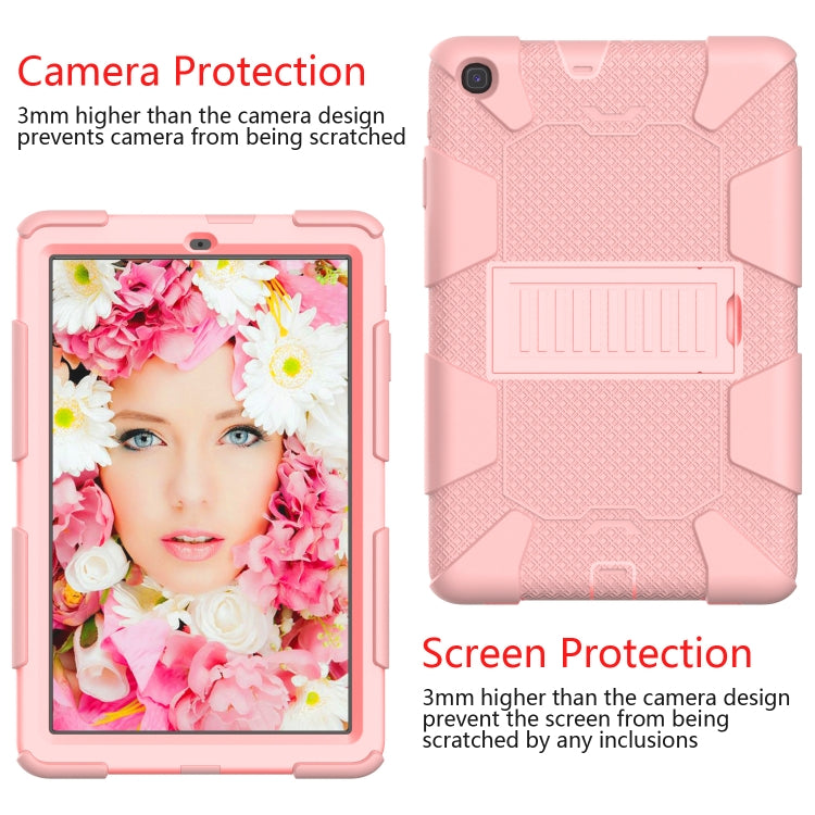 Shockproof Two-Color Silicone Protection Case with Holder for Galaxy Tab A 10.1 (2019) / T510(Rose Gold) - Tab A 10.1 (2019) T510 / T515 by buy2fix | Online Shopping UK | buy2fix