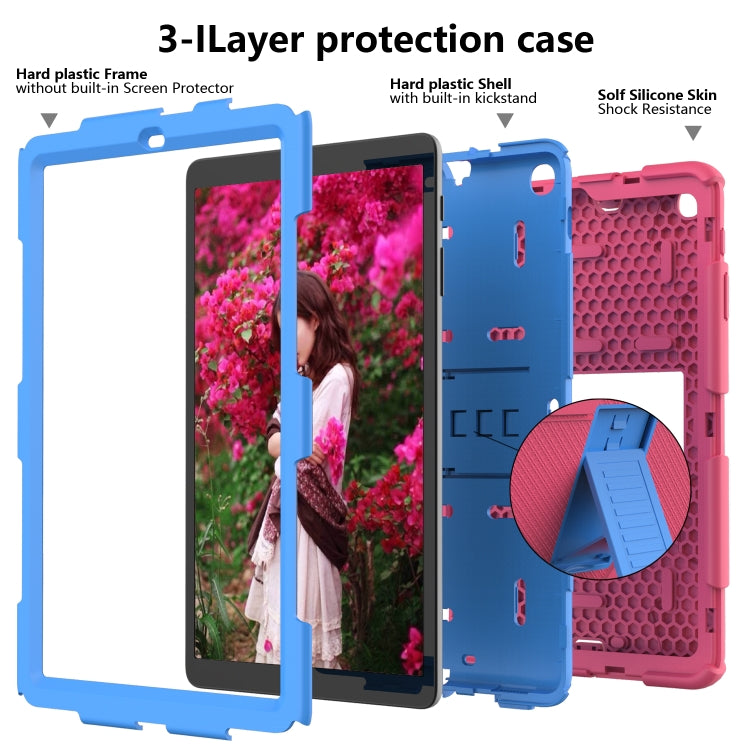 Shockproof Two-Color Silicone Protection Case with Holder for Galaxy Tab A 10.1 (2019) / T510(Hot Pink+Blue) - Tab A 10.1 (2019) T510 / T515 by buy2fix | Online Shopping UK | buy2fix