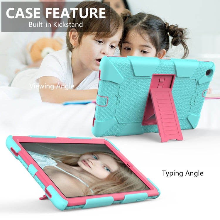 Shockproof Two-Color Silicone Protection Case with Holder for Galaxy Tab A 10.1 (2019) / T510(Aqua+Hot Pink) - Tab A 10.1 (2019) T510 / T515 by buy2fix | Online Shopping UK | buy2fix