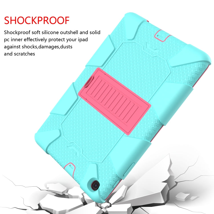 Shockproof Two-Color Silicone Protection Case with Holder for Galaxy Tab A 10.1 (2019) / T510(Aqua+Hot Pink) - Tab A 10.1 (2019) T510 / T515 by buy2fix | Online Shopping UK | buy2fix