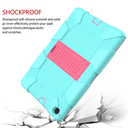 Shockproof Two-Color Silicone Protection Case with Holder for Galaxy Tab A 10.1 (2019) / T510(Aqua+Hot Pink) - Tab A 10.1 (2019) T510 / T515 by buy2fix | Online Shopping UK | buy2fix