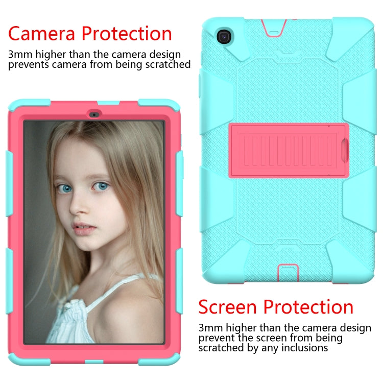 Shockproof Two-Color Silicone Protection Case with Holder for Galaxy Tab A 10.1 (2019) / T510(Aqua+Hot Pink) - Tab A 10.1 (2019) T510 / T515 by buy2fix | Online Shopping UK | buy2fix