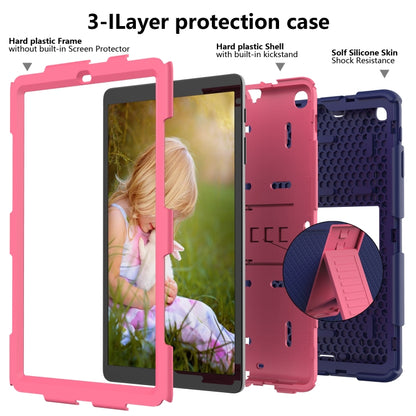 Shockproof Two-Color Silicone Protection Case with Holder for Galaxy Tab A 10.1 (2019) / T510(Dark Blue+Hot Pink) - Tab A 10.1 (2019) T510 / T515 by buy2fix | Online Shopping UK | buy2fix