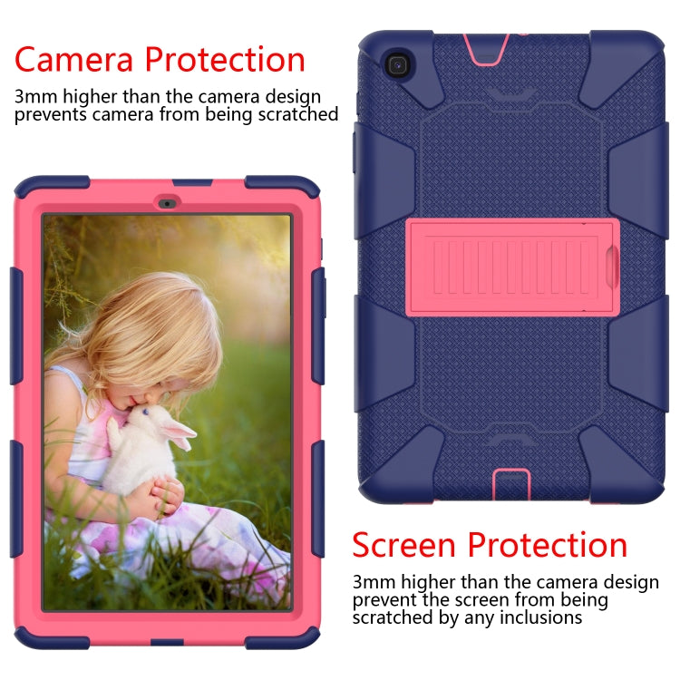 Shockproof Two-Color Silicone Protection Case with Holder for Galaxy Tab A 10.1 (2019) / T510(Dark Blue+Hot Pink) - Tab A 10.1 (2019) T510 / T515 by buy2fix | Online Shopping UK | buy2fix