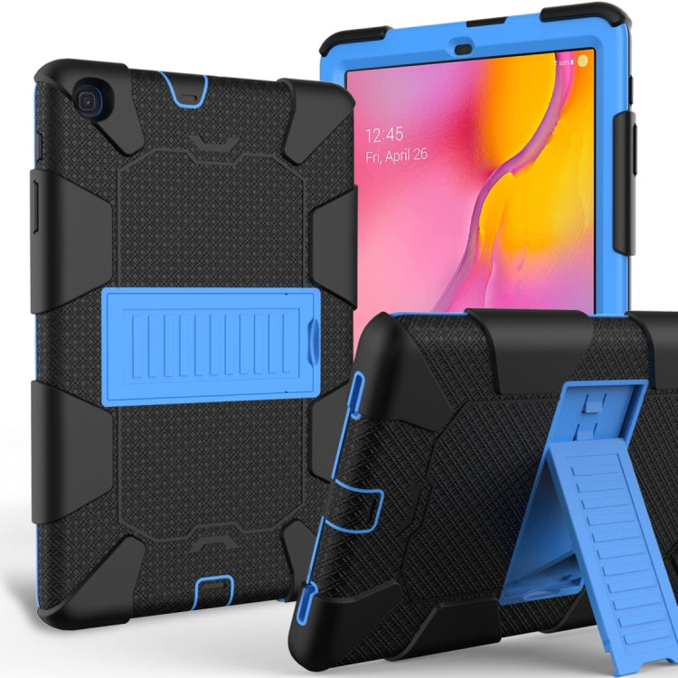 Shockproof Two-Color Silicone Protection Case with Holder for Galaxy Tab A 10.1 (2019) / T510(Black+Blue) - Tab A 10.1 (2019) T510 / T515 by buy2fix | Online Shopping UK | buy2fix