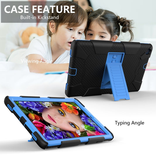 Shockproof Two-Color Silicone Protection Case with Holder for Galaxy Tab A 10.1 (2019) / T510(Black+Blue) - Tab A 10.1 (2019) T510 / T515 by buy2fix | Online Shopping UK | buy2fix