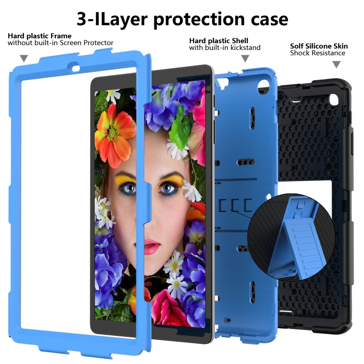 Shockproof Two-Color Silicone Protection Case with Holder for Galaxy Tab A 10.1 (2019) / T510(Black+Blue) - Tab A 10.1 (2019) T510 / T515 by buy2fix | Online Shopping UK | buy2fix