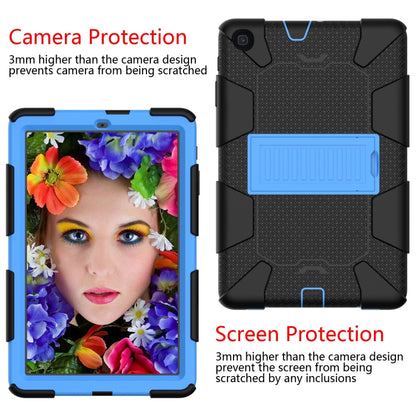 Shockproof Two-Color Silicone Protection Case with Holder for Galaxy Tab A 10.1 (2019) / T510(Black+Blue) - Tab A 10.1 (2019) T510 / T515 by buy2fix | Online Shopping UK | buy2fix