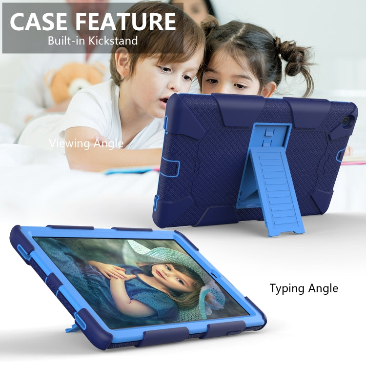 Shockproof Two-Color Silicone Protection Case with Holder for Galaxy Tab A 10.1 (2019) / T510 (Dark Blue+Blue) - Tab A 10.1 (2019) T510 / T515 by buy2fix | Online Shopping UK | buy2fix