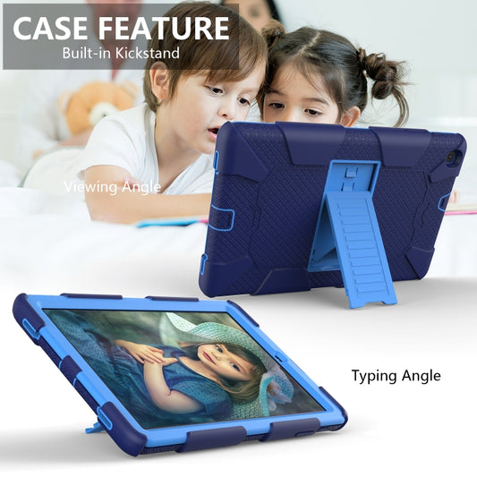 Shockproof Two-Color Silicone Protection Case with Holder for Galaxy Tab A 10.1 (2019) / T510 (Dark Blue+Blue) - Tab A 10.1 (2019) T510 / T515 by buy2fix | Online Shopping UK | buy2fix