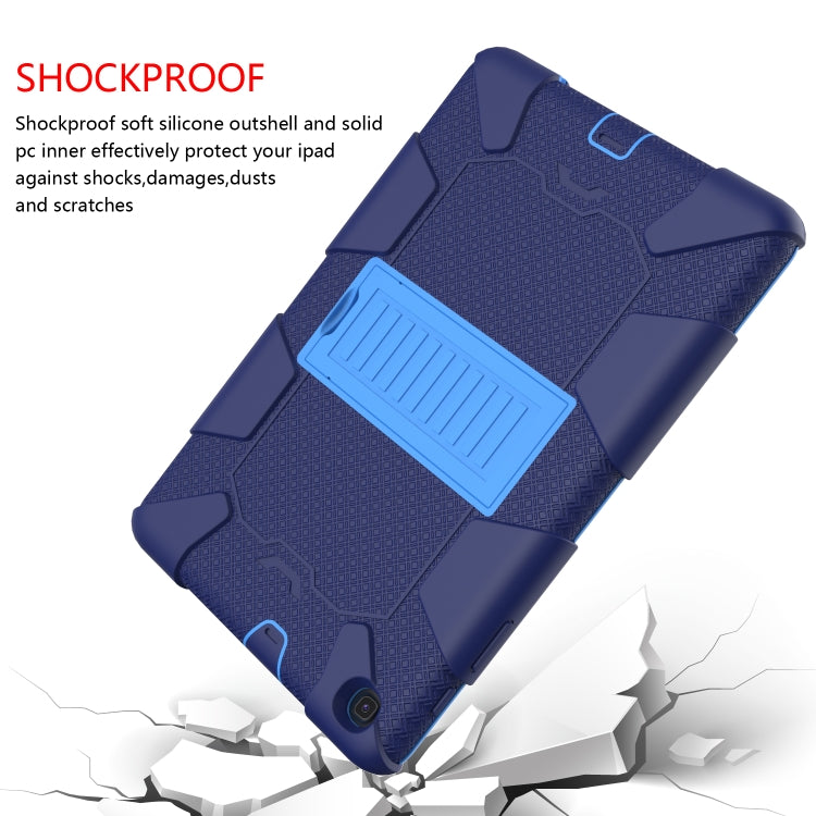 Shockproof Two-Color Silicone Protection Case with Holder for Galaxy Tab A 10.1 (2019) / T510 (Dark Blue+Blue) - Tab A 10.1 (2019) T510 / T515 by buy2fix | Online Shopping UK | buy2fix