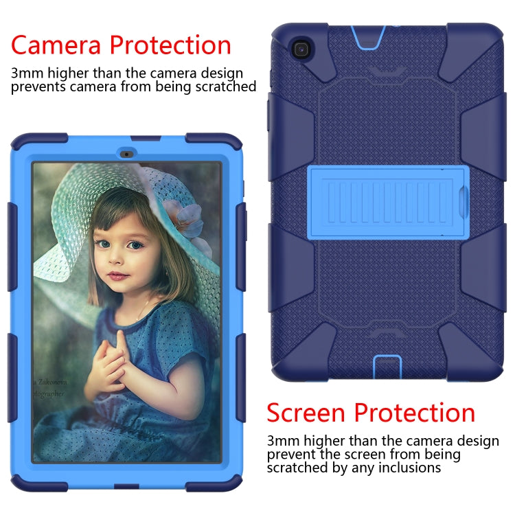 Shockproof Two-Color Silicone Protection Case with Holder for Galaxy Tab A 10.1 (2019) / T510 (Dark Blue+Blue) - Tab A 10.1 (2019) T510 / T515 by buy2fix | Online Shopping UK | buy2fix