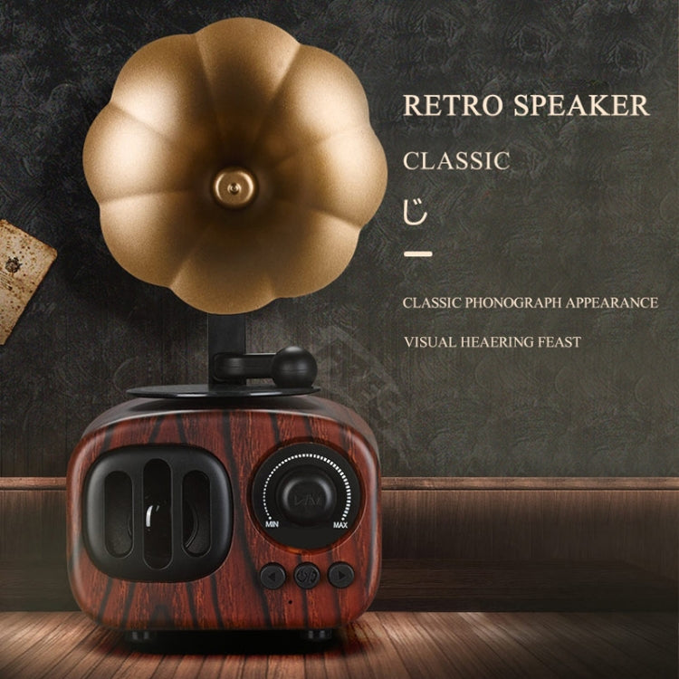 Retro Wood Portable Mini Bluetooth Speaker Wireless Loudspeaker Outdoor Speaker Sound System TF FM Radio Music Subwoofer(Brown) - Desktop Speaker by buy2fix | Online Shopping UK | buy2fix