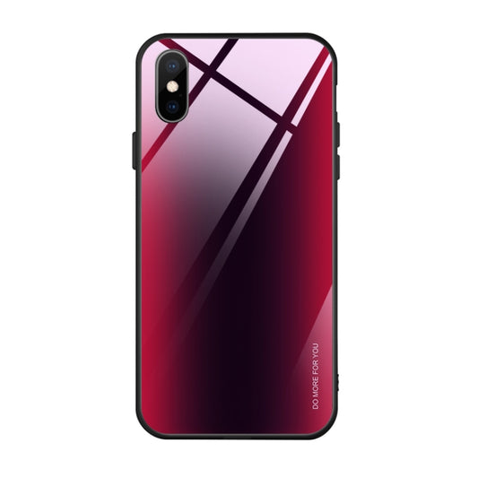 For iPhone X / XS Mocolo Gradient Color Glass Phone Case (Dark Red Black) - More iPhone Cases by mocolo | Online Shopping UK | buy2fix