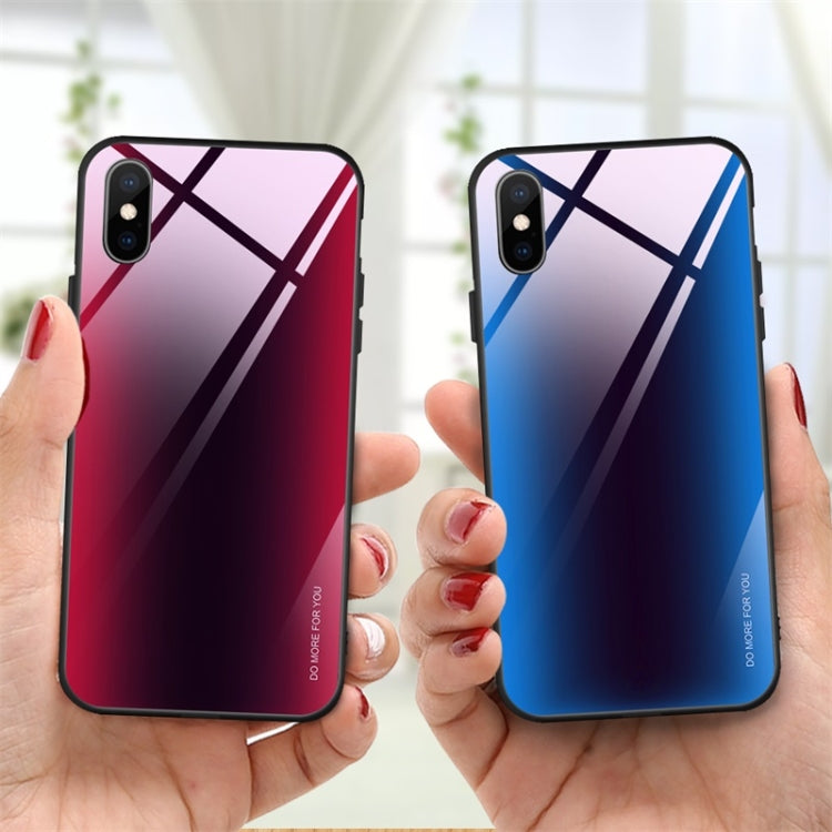 For iPhone X / XS Mocolo Gradient Color Glass Phone Case (Dark Red Black) - More iPhone Cases by mocolo | Online Shopping UK | buy2fix