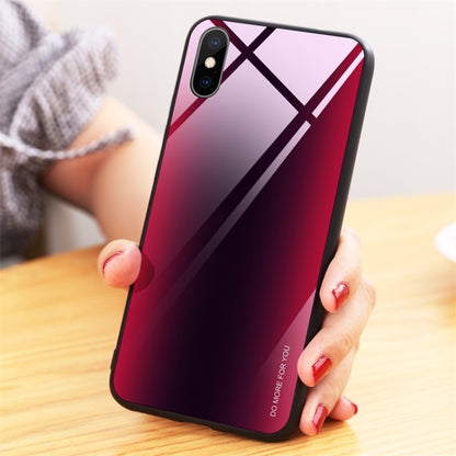For iPhone X / XS Mocolo Gradient Color Glass Phone Case (Dark Red Black) - More iPhone Cases by mocolo | Online Shopping UK | buy2fix