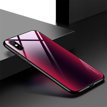 For iPhone X / XS Mocolo Gradient Color Glass Phone Case (Dark Red Black) - More iPhone Cases by mocolo | Online Shopping UK | buy2fix