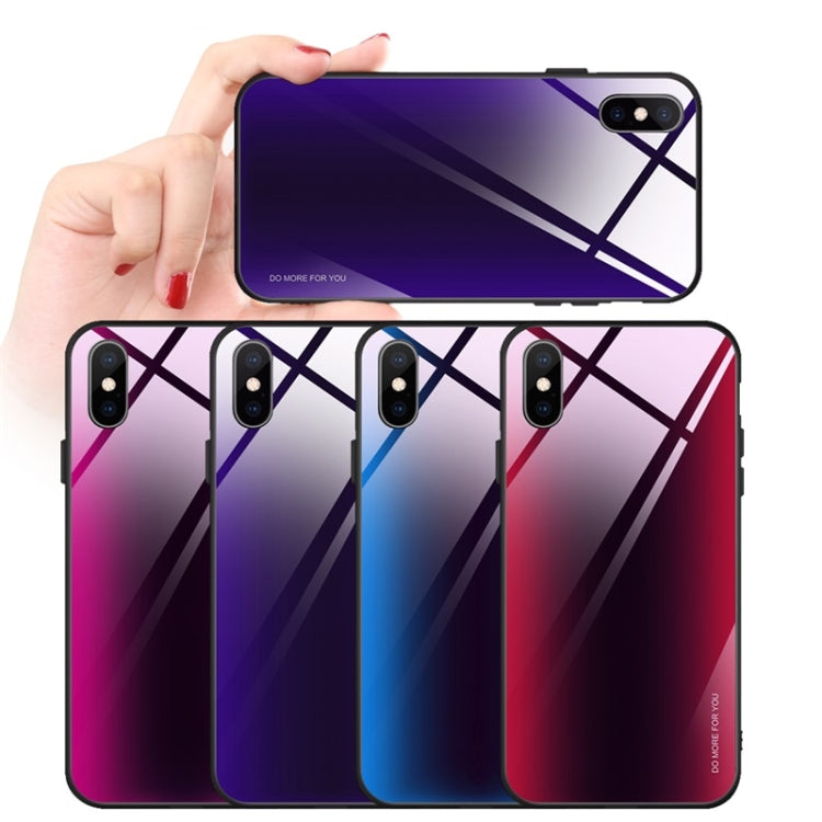 For iPhone X / XS Mocolo Gradient Color Glass Phone Case (Dark Red Black) - More iPhone Cases by mocolo | Online Shopping UK | buy2fix