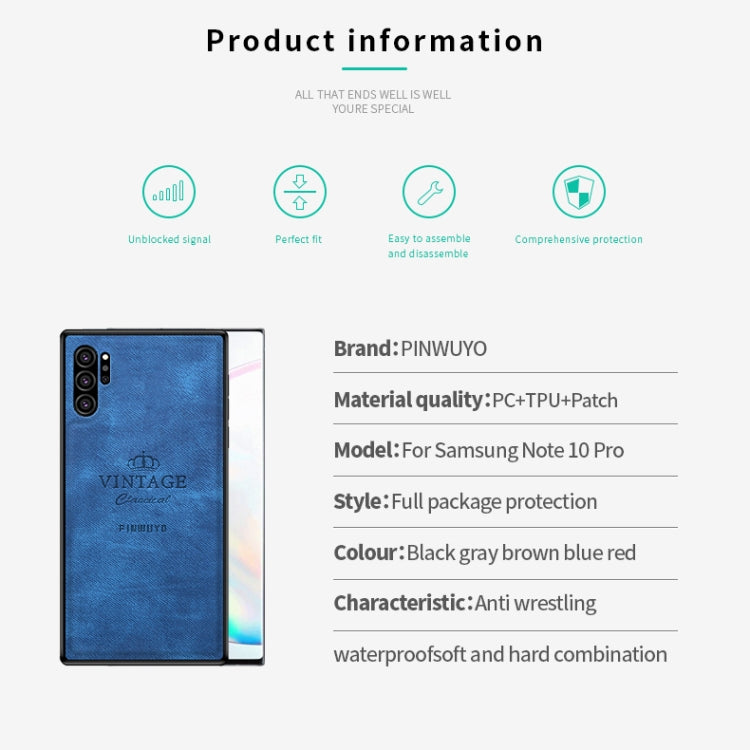 PINWUYO Shockproof Waterproof Full Coverage PC + TPU + Skin Protective Case  for Galaxy Note10+(Blue) - Galaxy Phone Cases by PINWUYO | Online Shopping UK | buy2fix